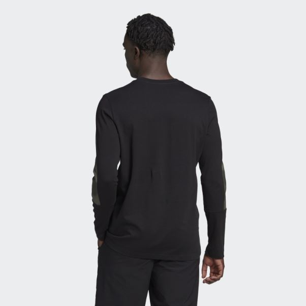 T-shirt à Manches Longues Imprimé Camouflage Adidas Essentials Noir