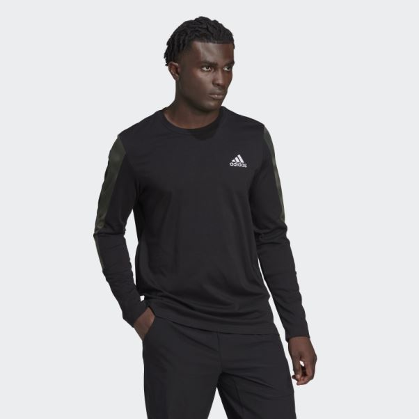 T-shirt à Manches Longues Imprimé Camouflage Adidas Essentials Noir