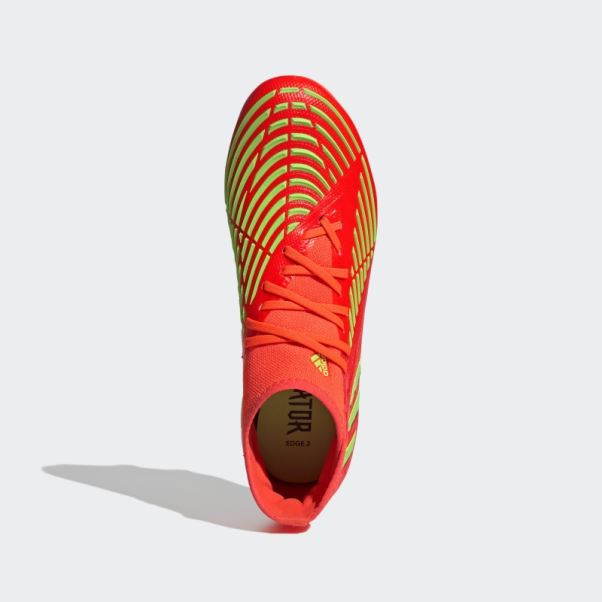 Adidas Predator Edge.2 Chaussures De Sol Ferme Rouge