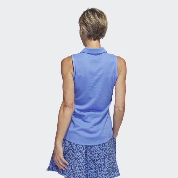 Polo De Golf Sans Manches Adidas Texture Bleu