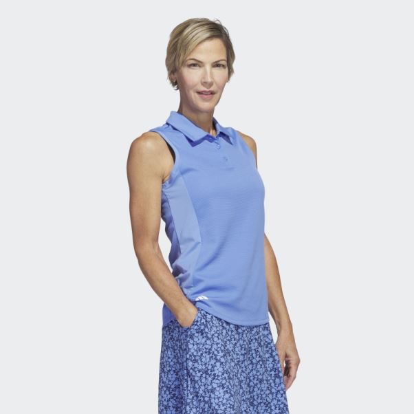 Polo De Golf Sans Manches Adidas Texture Bleu