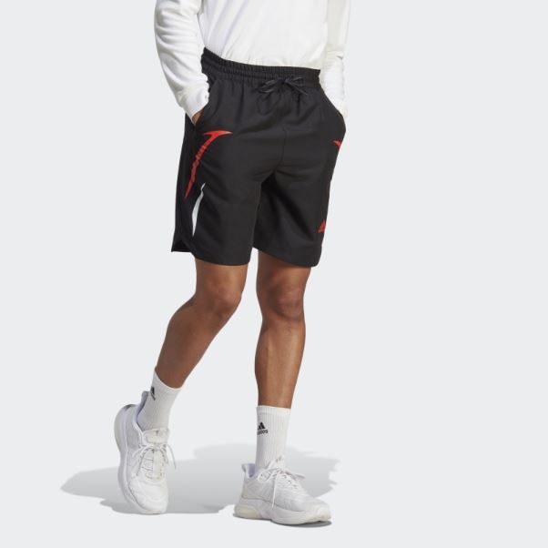 Short Tissé Adidas Colour Block Noir
