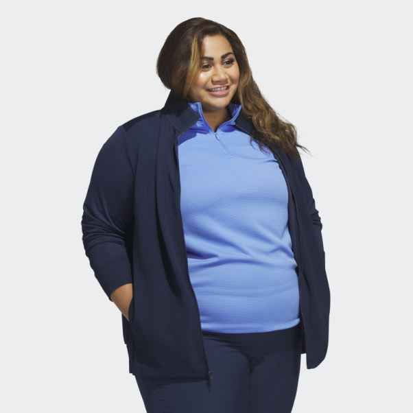 Adidas Veste Texturée Entièrement Zippée (grande Taille) Bleu Marine