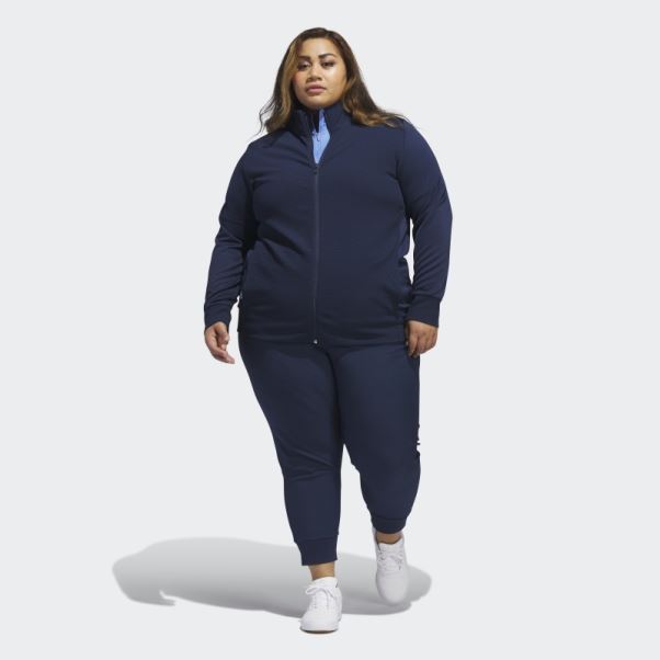 Adidas Veste Texturée Entièrement Zippée (grande Taille) Bleu Marine
