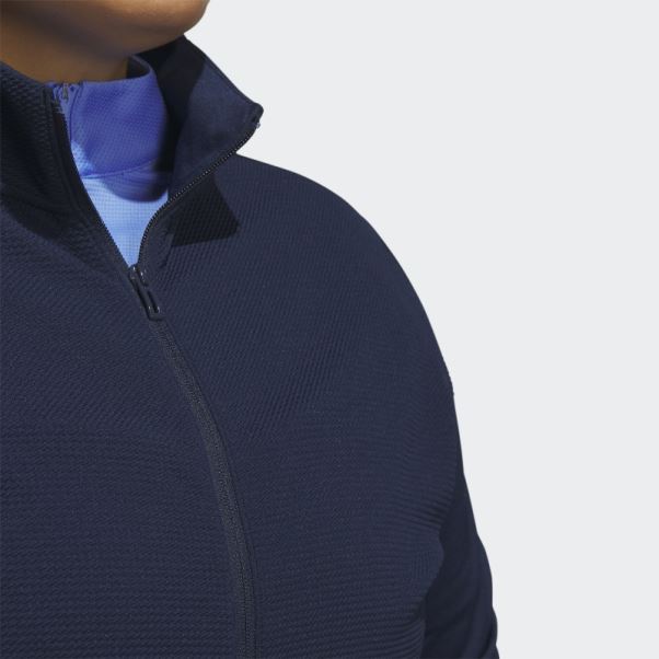 Adidas Veste Texturée Entièrement Zippée (grande Taille) Bleu Marine