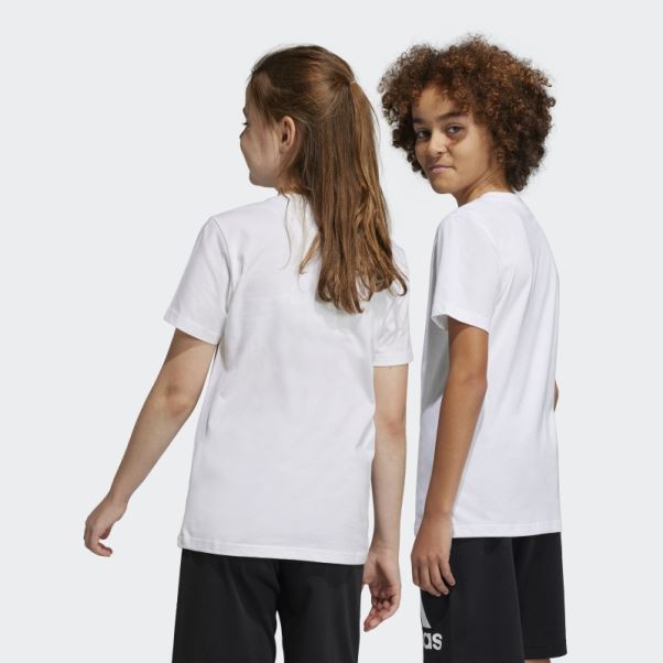 T-shirt Slim En Coton Adidas Essentials Gros Logo Blanc