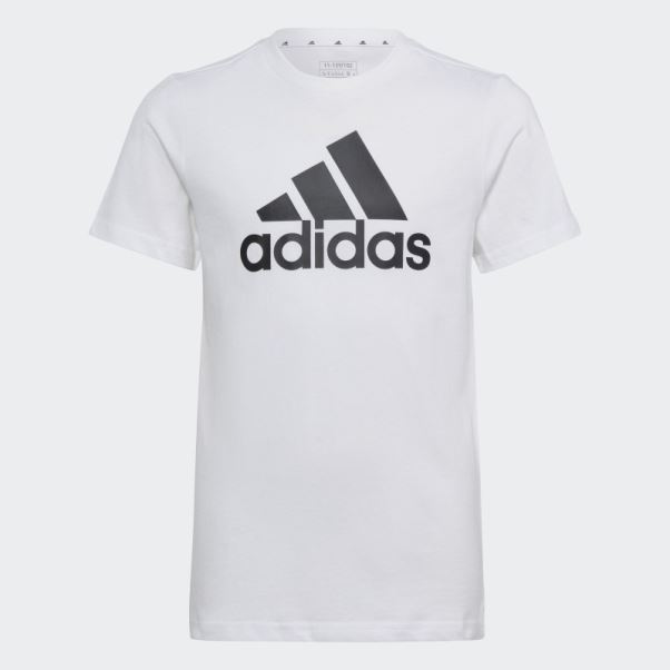 T-shirt Slim En Coton Adidas Essentials Gros Logo Blanc