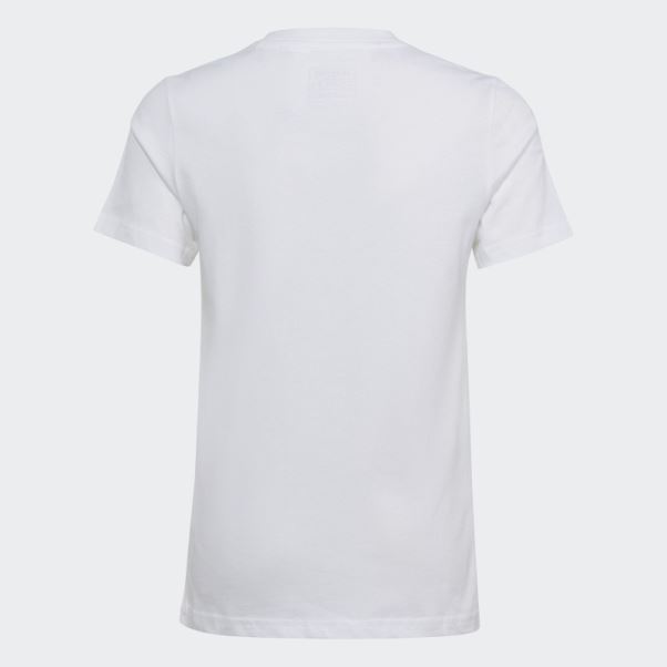 T-shirt Slim En Coton Adidas Essentials Gros Logo Blanc