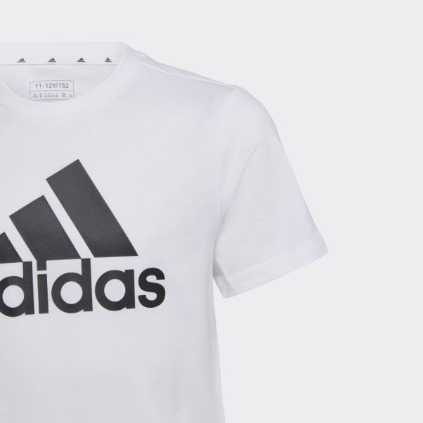 T-shirt Slim En Coton Adidas Essentials Gros Logo Blanc