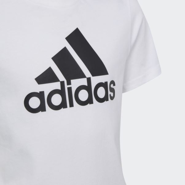 T-shirt Slim En Coton Adidas Essentials Gros Logo Blanc