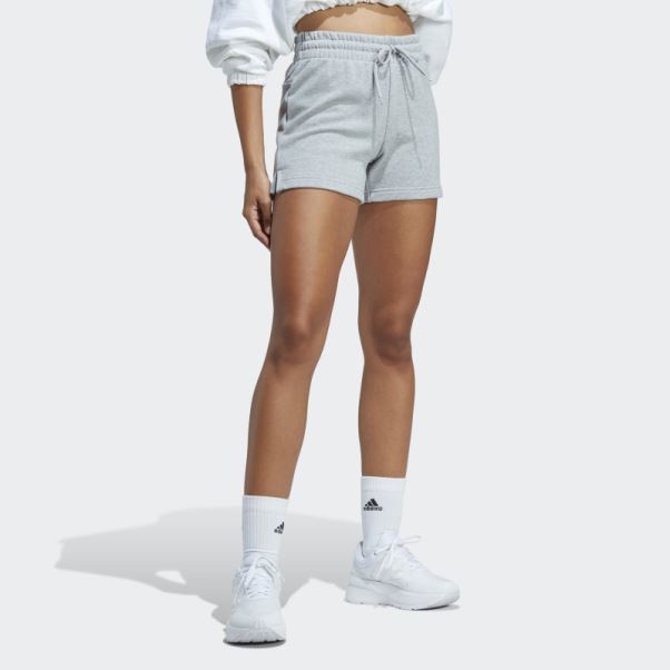 Short En Molleton Adidas Essentials Linear Gris Moyen