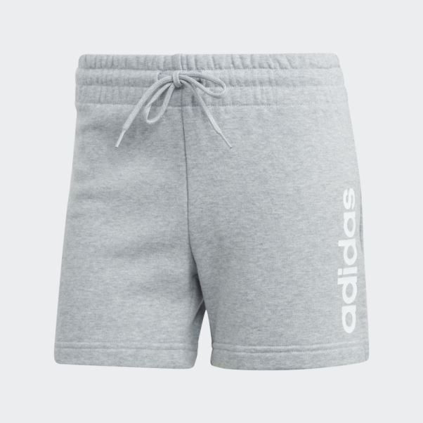 Short En Molleton Adidas Essentials Linear Gris Moyen