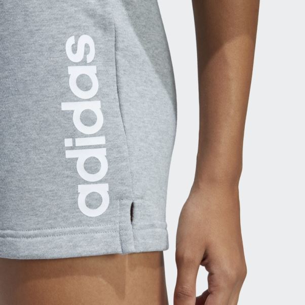Short En Molleton Adidas Essentials Linear Gris Moyen