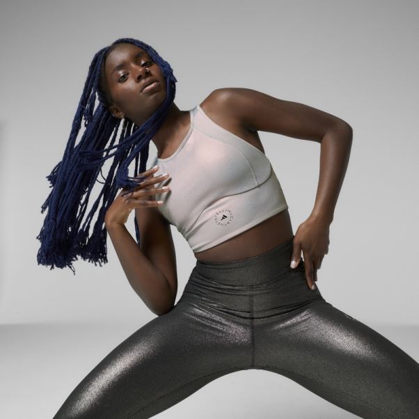 Adidas By Stella Mccartney Leggings D'entraînement Brillants Argentés