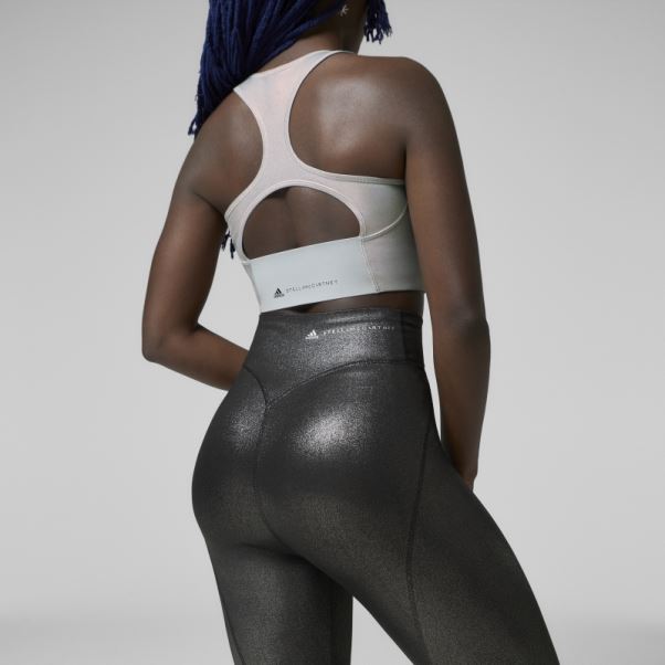 Adidas By Stella Mccartney Leggings D'entraînement Brillants Argentés