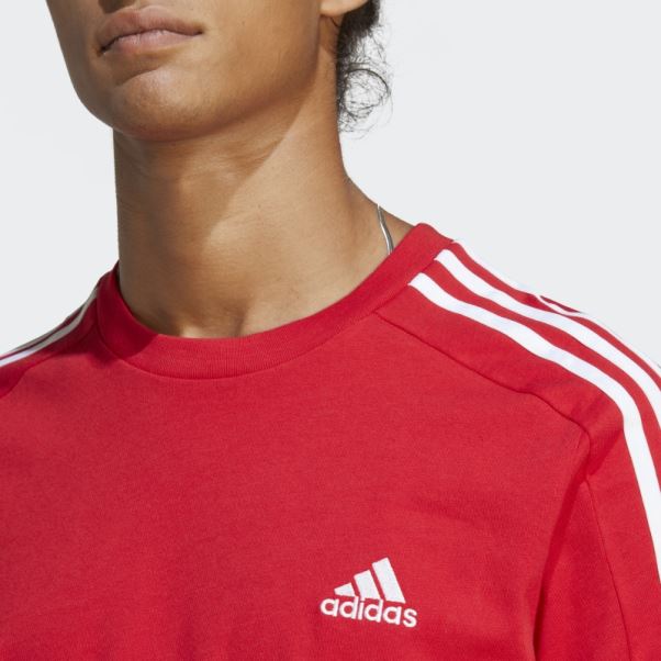T-shirt à 3 Bandes En Jersey Adidas Scarlet Essentials
