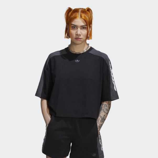 Adidas T-shirt Court Graphique Bloqué Noir