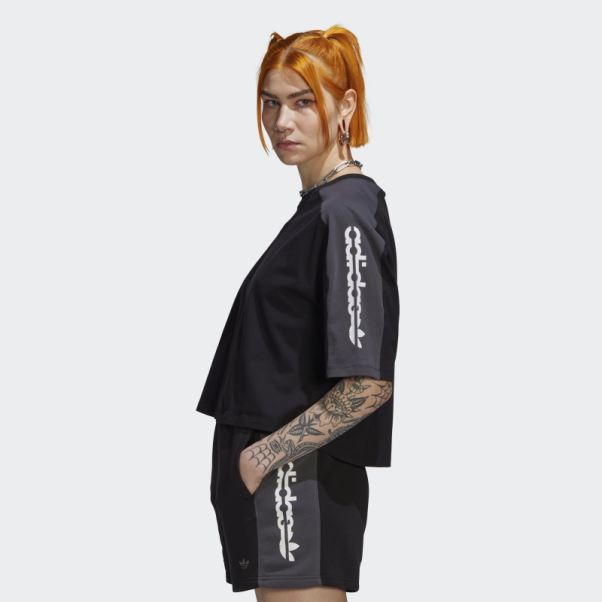 Adidas T-shirt Court Graphique Bloqué Noir