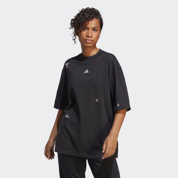 T-shirt Boyfriend Avec Graphismes Inspirés Des Cristaux De Guérison Adidas Noir