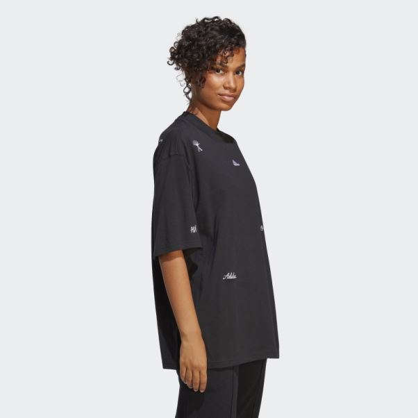 T-shirt Boyfriend Avec Graphismes Inspirés Des Cristaux De Guérison Adidas Noir