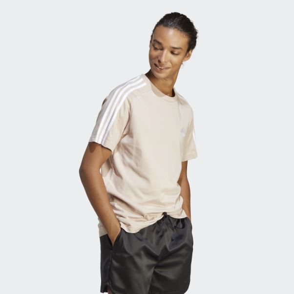 T-shirt à 3 Bandes En Jersey Adidas Essentials Taupe
