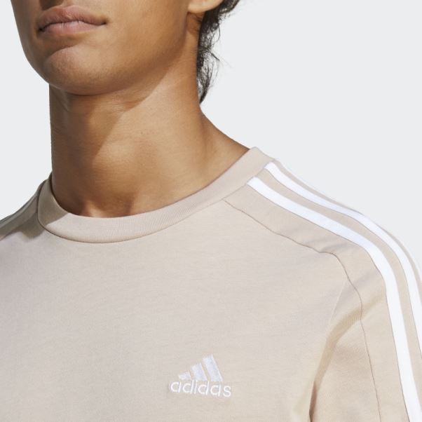 T-shirt à 3 Bandes En Jersey Adidas Essentials Taupe