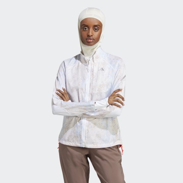 Adidas Veste De Course Rapide Iteration Blanche