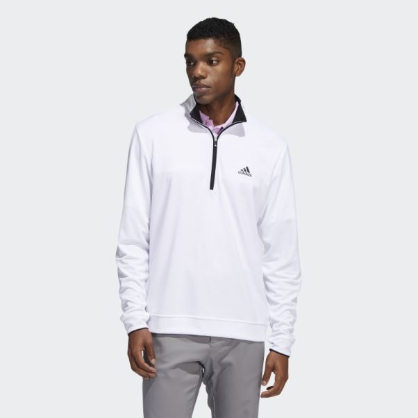 Pull Adidas Blanc à Quart De Zip