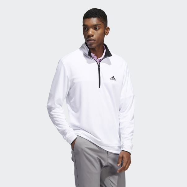 Pull Adidas Blanc à Quart De Zip