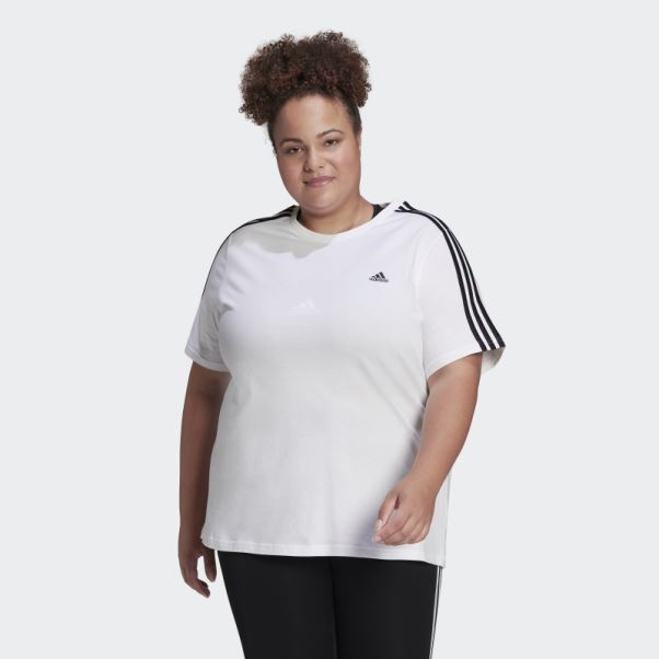 Adidas Essentials Slim 3-stripes T-shirt (grande Taille) Blanc