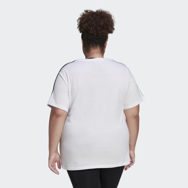 Adidas Essentials Slim 3-stripes T-shirt (grande Taille) Blanc