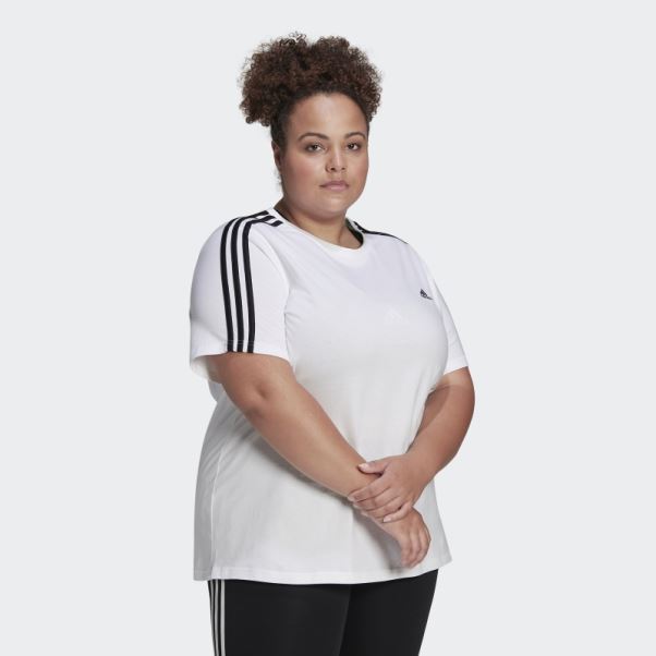 Adidas Essentials Slim 3-stripes T-shirt (grande Taille) Blanc