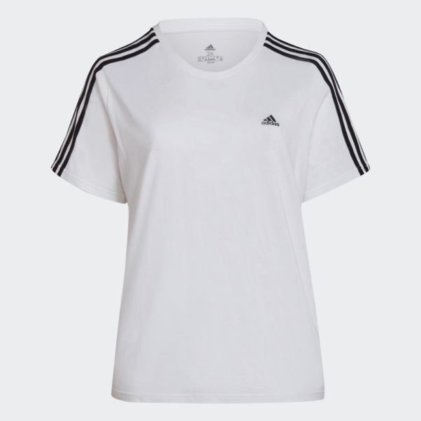 Adidas Essentials Slim 3-stripes T-shirt (grande Taille) Blanc