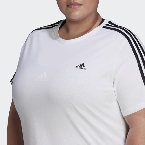 Adidas Essentials Slim 3-stripes T-shirt (grande Taille) Blanc