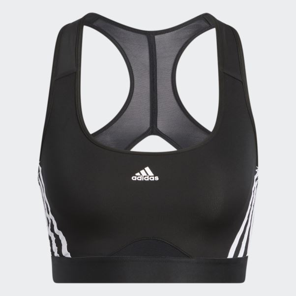 Soutien-gorge à 3 Bandes à Maintien Moyen Adidas Powerreact Training Noir Chaud