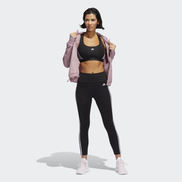 Soutien-gorge à 3 Bandes à Maintien Moyen Adidas Powerreact Training Noir Chaud