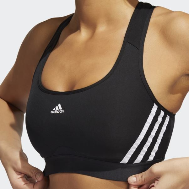 Soutien-gorge à 3 Bandes à Maintien Moyen Adidas Powerreact Training Noir Chaud
