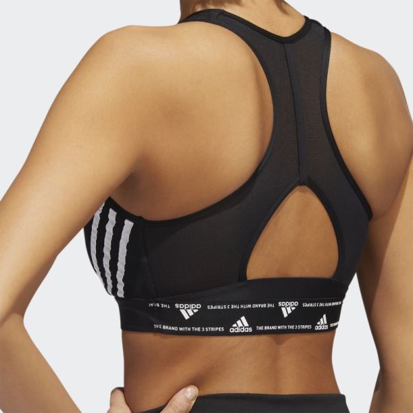 Soutien-gorge à 3 Bandes à Maintien Moyen Adidas Powerreact Training Noir Chaud