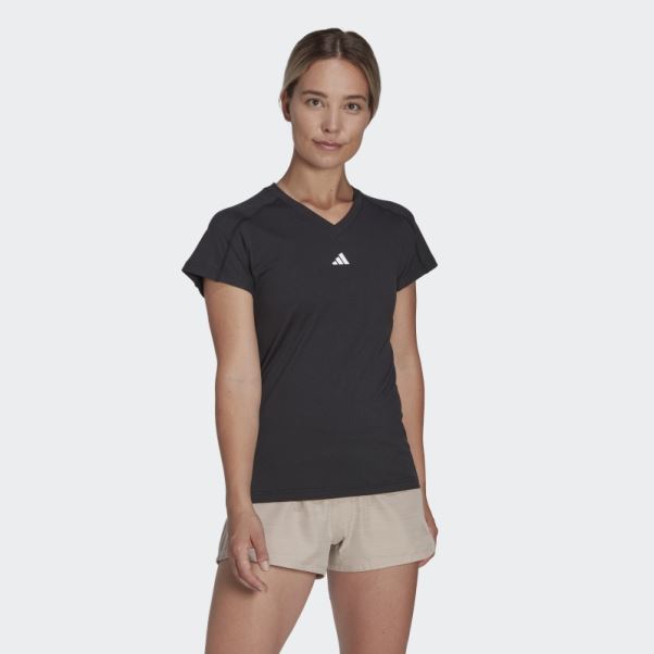 T-shirt à Col En V Avec Logo Minimal Aeroready Train Essentials Noir Adidas
