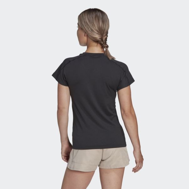 Adidas Aeroready Train Essentials T-shirt à Col En V à Logo Minimaliste Noir