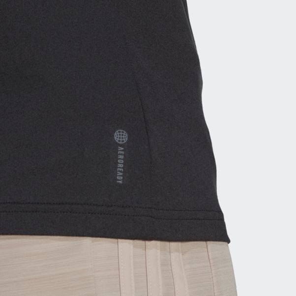 Adidas Aeroready Train Essentials T-shirt à Col En V à Logo Minimaliste Noir