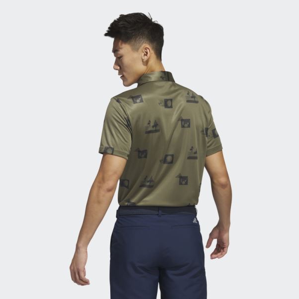 Adidas Polo à Imprimé Allover Olive
