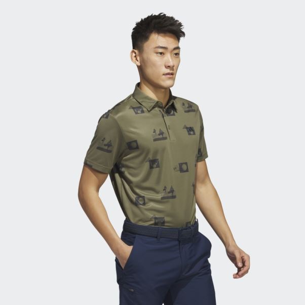 Adidas Polo à Imprimé Allover Olive
