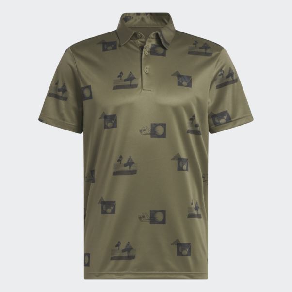 Adidas Polo à Imprimé Allover Olive