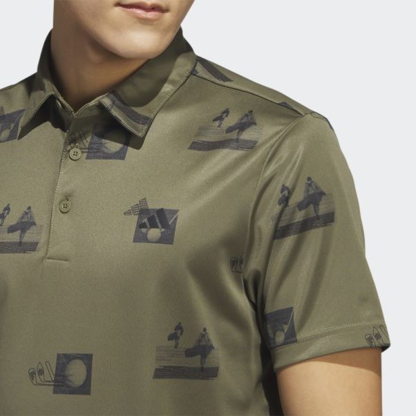 Adidas Polo à Imprimé Allover Olive