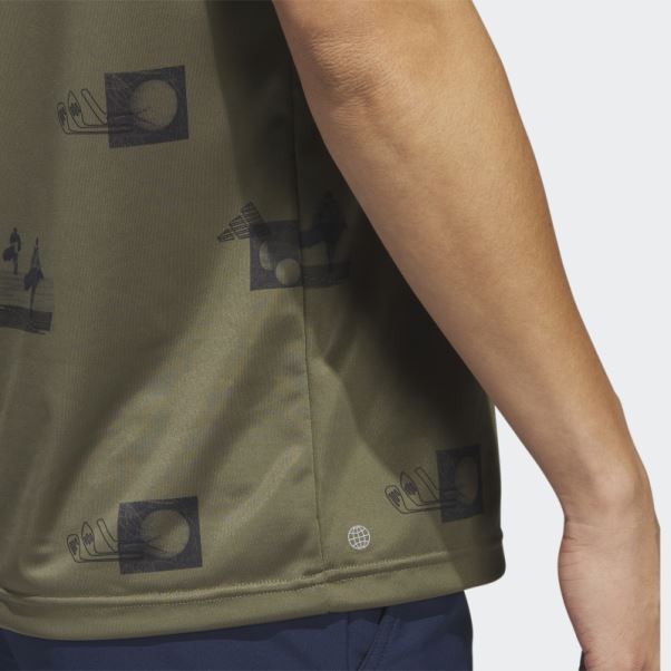 Adidas Polo à Imprimé Allover Olive