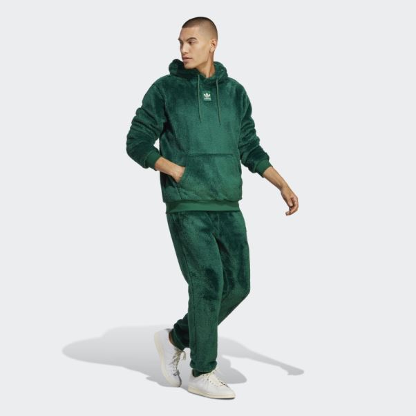 Sweat à Capuche Essentials+ Fluffy Fleece Adidas Vert Foncé