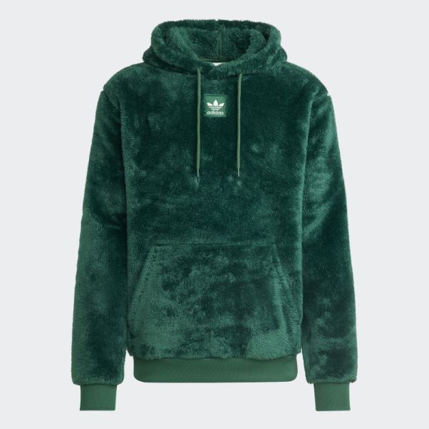 Sweat à Capuche Essentials+ Fluffy Fleece Adidas Vert Foncé