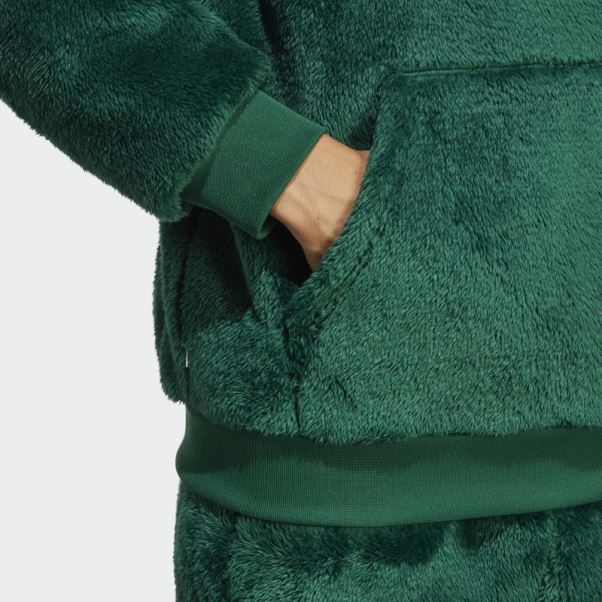 Sweat à Capuche Essentials+ Fluffy Fleece Adidas Vert Foncé