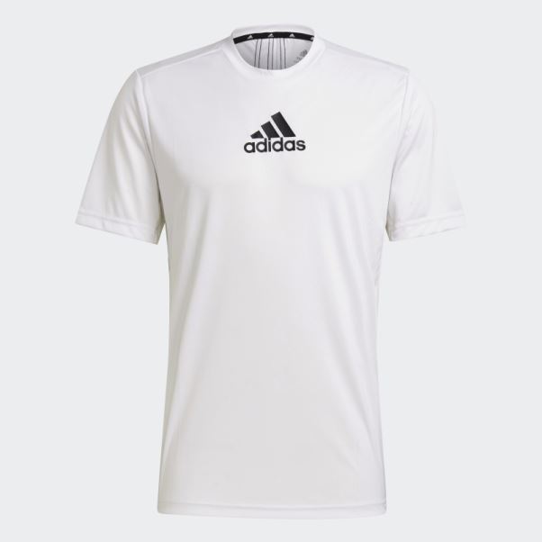Adidas T-shirt à 3 Bandes Conçu Pour Déplacer Le Sport Blanc